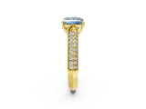 Yellow gold Fancy Blue Princess Cut Cut Pave Split Shank Engagement Ring with Four-Prong Setting_2