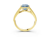 Yellow gold Fancy Blue Princess Cut Cut Pave Split Shank Engagement Ring with Four-Prong Setting_3