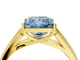 Yellow gold Fancy Blue Princess Cut Cut Pave Split Shank Engagement Ring with Four-Prong Setting_4