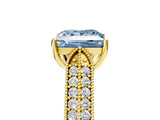 Yellow gold Fancy Blue Princess Cut Cut Pave Split Shank Engagement Ring with Four-Prong Setting_5