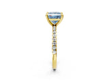 Yellow gold Fancy Blue Princess Cut Diamond Brilliant Solitaire Ring with Pavé Band and Four-Prong Setting_14
