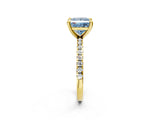 Yellow gold Fancy Blue Princess Cut Diamond Brilliant Solitaire Ring with Pavé Band and Four-Prong Setting_2