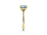 Yellow gold Fancy Blue Princess Cut Diamond Brilliant Solitaire Ring with Pavé Band and Four-Prong Setting_20
