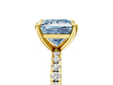 Yellow gold Fancy Blue Princess Cut Diamond Brilliant Solitaire Ring with Pavé Band and Four-Prong Setting_23