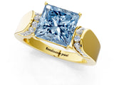 Yellow gold Fancy Blue Princess Cut Diamond Channel Set Solitaire Ring with Four-Prong Setting_13