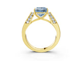 Yellow gold Fancy Blue Princess Cut Diamond Channel Set Solitaire Ring with Four-Prong Setting_15