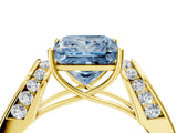 Yellow gold Fancy Blue Princess Cut Diamond Channel Set Solitaire Ring with Four-Prong Setting_16