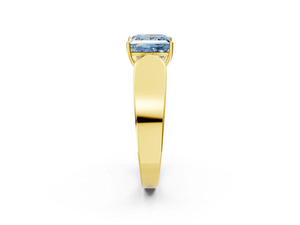 Yellow Gold Princess Cut Channel Set Engagement Ring Setting for Fancy Blue Center with Wide Band