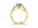 Yellow gold Fancy Blue Princess Cut Diamond Channel Set Solitaire Ring with Four-Prong Setting_51