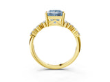 Yellow gold Fancy Blue Princess Cut Diamond Cluster Pavé Band with Four-Prong Setting_6