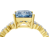 Yellow gold Fancy Blue Princess Cut Diamond Cluster Pavé Band with Four-Prong Setting_7