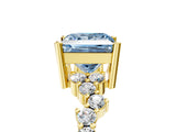 Yellow gold Fancy Blue Princess Cut Diamond Cluster Pavé Band with Four-Prong Setting_8