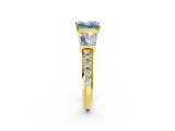 Yellow gold Fancy Blue Princess Cut Diamond Engagement Ring with Baguette Side Stones and Channel Set Band_22