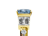 Yellow gold Fancy Blue Princess Cut Diamond Engagement Ring with Baguette Side Stones and Channel Set Band_25