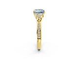 Yellow gold Fancy Blue Princess  Cut Diamond Engagement Ring with Bezel Set Round Side Stones and Prong Setting_51