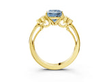 Yellow gold Fancy Blue Princess  Cut Diamond Engagement Ring with Bezel Set Round Side Stones and Prong Setting_52