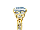 Yellow gold Fancy Blue Princess  Cut Diamond Engagement Ring with Bezel Set Round Side Stones and Prong Setting_54