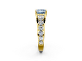 Yellow gold Fancy Blue Princess  Cut Diamond Engagement Ring with Pavé Band and Four-Prong Setting_5