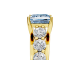 Yellow gold Fancy Blue Princess  Cut Diamond Engagement Ring with Pavé Band and Four-Prong Setting_8