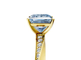 Yellow gold Fancy Blue Princess Cut Diamond Engagement Ring with Side Stone Accents and Four-Prong Setting_101