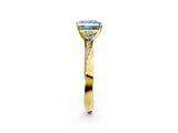 Yellow gold Fancy Blue Princess Cut Diamond Engagement Ring with Side Stone Accents and Four-Prong Setting_14