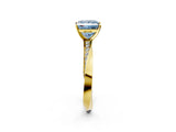 Yellow gold Fancy Blue Princess Cut Diamond Engagement Ring with Side Stone Accents and Four-Prong Setting_26