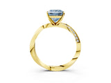 Yellow gold Fancy Blue Princess Cut Diamond Engagement Ring with Side Stone Accents and Four-Prong Setting_27