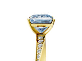 Yellow gold Fancy Blue Princess Cut Diamond Engagement Ring with Side Stone Accents and Four-Prong Setting_29