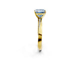 Yellow gold Fancy Blue Princess Cut Diamond Engagement Ring with Side Stone Accents and Four-Prong Setting_98