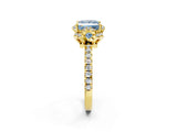 Yellow gold Fancy Blue Princess Cut Diamond Halo Pave Band with Four-Prong Setting_5