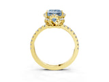 Yellow gold Fancy Blue Princess Cut Diamond Halo Pave Band with Four-Prong Setting_6
