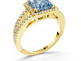Yellow gold Fancy Blue Princess Cut Diamond Halo Split Shank Engagement Ring_39