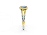 Yellow gold Fancy Blue Princess Cut Diamond Halo Split Shank Engagement Ring_41