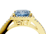 Yellow gold Fancy Blue Princess Cut Diamond Halo Split Shank Engagement Ring_43