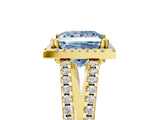 Yellow gold Fancy Blue Princess Cut Diamond Halo Split Shank Engagement Ring_44