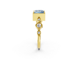 Yellow gold Fancy Blue Princess  Cut Diamond Milgrain Marquise Band with Prong Setting_5