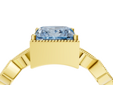 Yellow gold Fancy Blue Princess  Cut Diamond Milgrain Marquise Band with Prong Setting_7