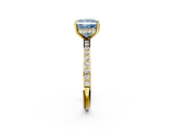 Yellow gold Fancy Blue Princess  Cut Diamond Pavé Band Ring with Four-Prong Setting_25