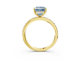 Yellow gold Fancy Blue Princess  Cut Diamond Pavé Band Ring with Four-Prong Setting_26