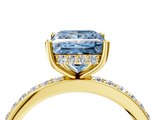 Yellow gold Fancy Blue Princess  Cut Diamond Pavé Band Ring with Four-Prong Setting_27