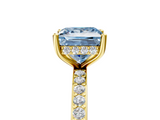 Yellow gold Fancy Blue Princess  Cut Diamond Pavé Band Ring with Four-Prong Setting_28