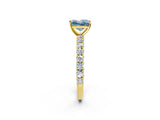 Yellow gold Fancy Blue Princess Cut Diamond Pavé Band Solitaire Ring with Prong Setting_82