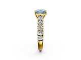 Yellow gold Fancy Blue Princess  Cut Diamond Pavé Band Solitaire with Four-Prong Setting_5