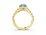 Yellow gold Fancy Blue Princess  Cut Diamond Pavé Band Solitaire with Four-Prong Setting_6