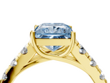 Yellow gold Fancy Blue Princess  Cut Diamond Pavé Band Solitaire with Four-Prong Setting_7