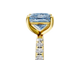 Yellow gold Fancy Blue Princess  Cut Diamond Pavé Band Solitaire with Four-Prong Setting_8