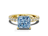 Yellow gold Fancy Blue Princess  Cut Diamond Pavé Band with Four-Prong Setting_51