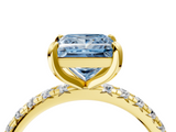 Yellow gold Fancy Blue Princess  Cut Diamond Pavé Band with Four-Prong Setting_55
