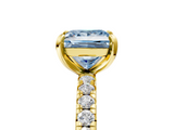 Yellow gold Fancy Blue Princess  Cut Diamond Pavé Band with Four-Prong Setting_56