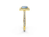 Yellow gold Fancy Blue Princess Cut Diamond Pavé Halo Ring with Four-Prong Setting_38